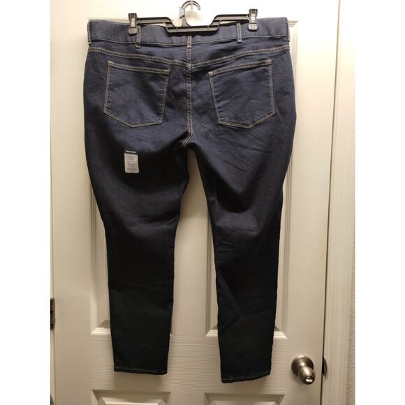 NWT Lee Womens Plus Size XXL Deep Dyed Dark Wash Pull-On Stretch High Rise Jeans - Picture 2 of 5
